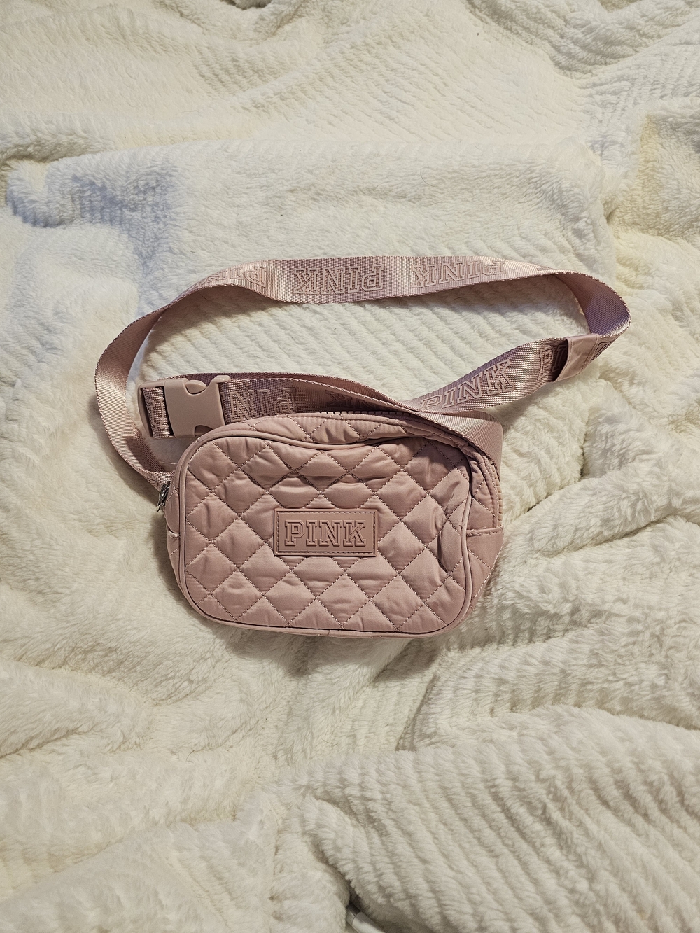 Victoria's Secret PINK Quilted Belt Bag Fanny Pack Blush Pink Adjustable Strap